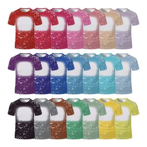 Sublimation Blank T-Shirt vorne gebleichtes Polyester Kurzarm Tye Dye T-Shirts für DIY Thermotransferdruck Erwachsene Kindergrößen