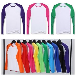 Sublimation Blank T-shirt Thermal Heat Transfer Printing T Shirt DIY Unisex Blouse Top Tees Parent Child Patchwork Raglan Tshirt 496