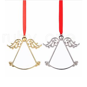 Sublimation Blanks Angle Voiture Pendentif Party Favor Angels Wing Silver Gold Décoration Suspendue Charm Ornements Automobiles Intérieur ZZE8299