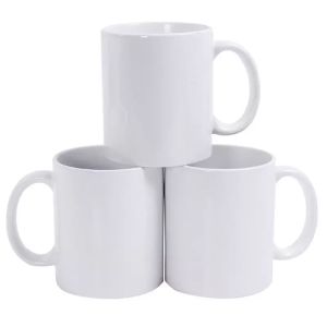 Sublimación en blanco Taza Personalidad Transferencia térmica Taza de cerámica 11 oz Taza de agua blanca Regalos de fiesta Drinkware al por mayor