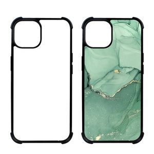 Sublimation Blanks Phone Case 2 en 1 Couverture imprimable en caoutchouc souple 2D avec insert en aluminium pour iPhone 14 Pro max 12 13 X Xr 8 7 6S Plus