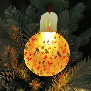 Adorno de bombilla de sublimación Espacios en blanco acrílico con luz LED brillante decoración de árbol de Navidad de Ocean 1102