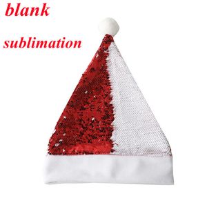 Sublimation Christmas Hat glitter Claus Santa hats Sequins Mermaid decoration Heat transfer Xmas Gifts shinny Holiday Party Supplies