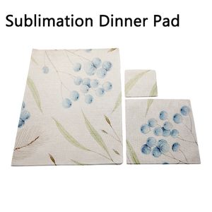 Tapete de cena de sublimación, servilletas en blanco personalizadas, manteles individuales de lino con patrón DIY, decoración de mesa para el hogar