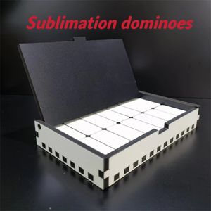 Ensemble de dominos par Sublimation, bloc de dominos en bois à colorant blanc vierge, 28 pièces par boîte, jouet d'impression Double face, boîtes en bois vierges imprimables