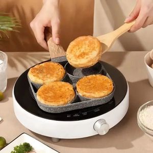 Sublimación Olla para freír de cuatro orificios Sartén Paneles para tortilla engrosados Huevos antiadherentes Panqueque Sartén para bistec Huevo para cocinar Sartenes para jamón Máquina para desayunar Utensilios de cocina