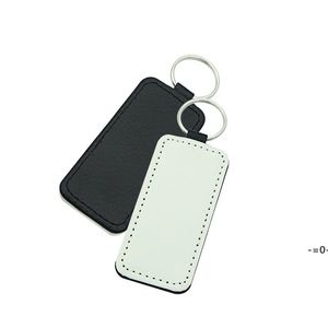 Sublimation porte-clés blanc PU cuir porte-clés transfert à chaud impression porte-clés simple face imprimé pendentif bricolage bande 4 styles LLD10889