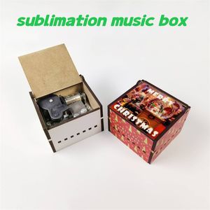Sublimation MDF Boîte à musique de Noël Blanc Boîte en bois vierge Boîte à musique de transfert de chaleur Cadeau de nouvel an