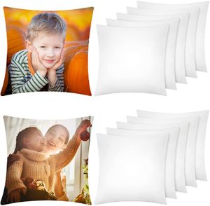 Sublimation Pillow Case White Cushion Covers Blanks Covers Heat Transfer Covers Polyester Peach Skin Throw (15.7 x 15.7 inches)