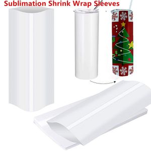 Sublimation Shrink Wrap Sleeves Blanc Sublimation Shrink Wrap pour Gobelet droit Gobelet régulier Gobelet à vin Sublimation film rétractable 100PCS / LOT
