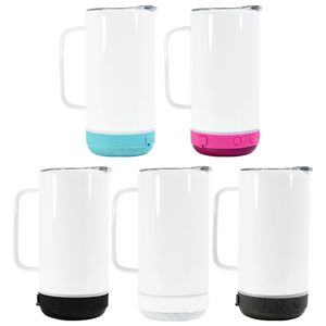 Altavoces de sublimación 14 oz Vasos de música en blanco blanco con fondo blanco gris verde rosa negro Botellas de agua de acero inoxidable recargables Tazas A12