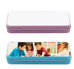 Boîte de papeterie de sublimation vierge bleu et rose, boîte de rangement pour crayons de sublimation, feuille d'aluminium, bricolage 190x80x25mm, vente en gros 0908