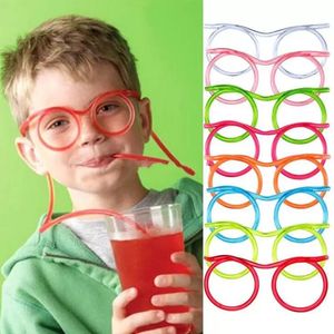 500 Uds novedad increíble tonto gafas multicolores paja divertidos marcos para beber gafas pajitas DIY niños suministros para bebidas para fiesta Favor GG02L