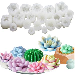 Gâteau Outils Plantes Succulentes Fondant Silicone Moule 3d DIY Bougie Argile Résine Plâtre Chocolat À La Main Moule Fleur Moulage Décoratif M2728