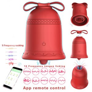 Vibrateur de succion puissant en forme de cloche, contrôle par application, stimulateur de Clitoris pour femmes avec léchage de langue, mamelon Oral, jouet sexuel pour adultes