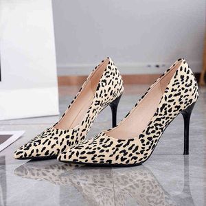 Zapatos de tacón alto con estampado de leopardo de gamuza, zapatos de tacón de aguja para mujer, zapatos de vestir de fiesta con punta estrecha para mujer G220520