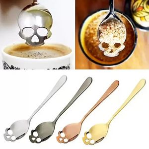 Cuchara de té de calavera de azúcar, cucharas de café de acero inoxidable, cuchara de postre, vajilla de helado, accesorios de cocina Colher FY5329