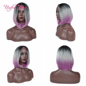 Pelucas de pelo sintético para mujeres blancas y negras, peluca corta de Bob, pelucas samantha sexy y de ciudad, pelucas delanteras de color caliente sin encaje, resistentes al calor