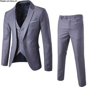 Traje Hot Man Business Formal Leisure Dress Slim Fit Chaleco de tres piezas Novio Los mejores trajes para hombres Blazers