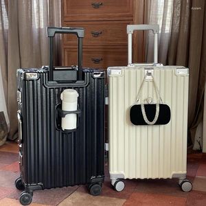 Suitcases High Quality Vacation Style Large Capacity Cup Holder Wheel Password Luggage Suitcase Travel Case Trunk Pack