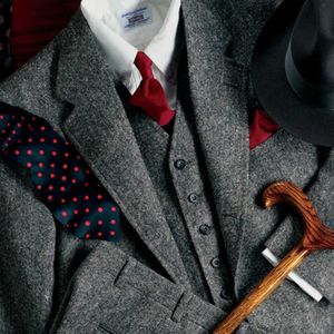 Trajes 2022 a medida nuevos trajes de tweed gris para hombre Formal flaco suave Prom Blazer invierno matrimonio esmoquin 3 piezas chaqueta + chaleco + Pantalones TernoHKD230704