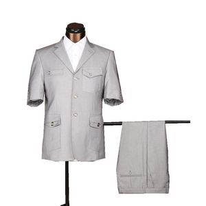 Costumes 2023 Été à manches courtes Blazer Masculine Office Uniforme Design Garment Factory Fancy Costumes For Men Apparel Safari Suit Supply