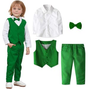 Costumes Bébé Garçon St Patricks Day Costume Enfant En Bas Âge Vert Baptême De Mariage Anniversaire Bénédiction Église Tenues Blazer Cadeau Fête Formelle SetHKD230704