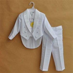 Costumes Formelle bébé garçon vêtements de mariage pour costume fête baptême costumes de noël 0 10T porter blanc noir 5 Pièce 230711