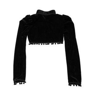 Costumes gothique noir Veet court Steampunk veste courte à manches longues femmes fête boléro manteau victorien Vintage Corset accessoires extérieur