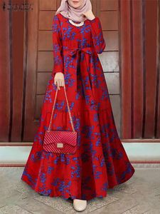 Trajes Kaftan Floral vestido musulmán Zanzea 2023 mujeres vestido de verano impreso Turquía Abaya Hijab Vestidos mujer otoño bata ropa Islam