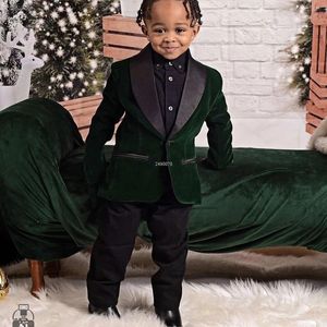 Trajes para niños 1 año vestido de cumpleaños bebés niños chaqueta de terciopelo verde chaqueta pantalones traje de pograph niños boda rendimiento fiesta desgaste 230424