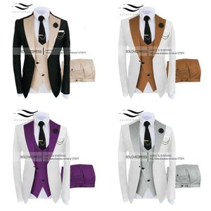 Suits Blazers Blazers Chaqueta Pantalones de chaleco para negocios casuales Highend Social Formal 3 PCS Set Groom Wedding Men 230726 20726