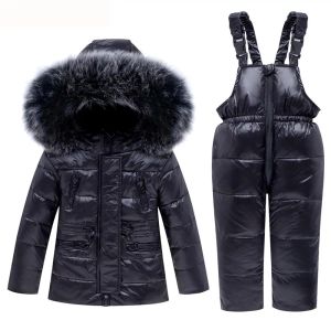 Costumes Nouveaux enfants d'hiver Suit de ski Baby Boy Girl Clothing Set Warm Down Veste Mabinet Snows Suit Kids Vêtements Ski Saut