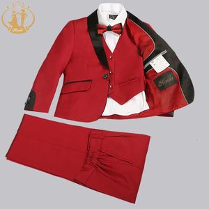 Costumes Nimble printemps automne costumes formels pour garçons enfants mariage Blazer 3PcsSet enfants vêtements en gros 3 couleurs rouge noir et bleu 231012