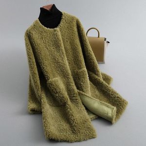 Costumes femmes 2021 hiver nouveau véritable manteau de peau de mouton femme réel manteaux de fourrure de mouton dames veste de fourrure naturelle vêtements d'extérieur chauds A509