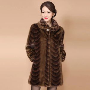 Suits mujeres elegantes abrigos de pieles de visón de invierno