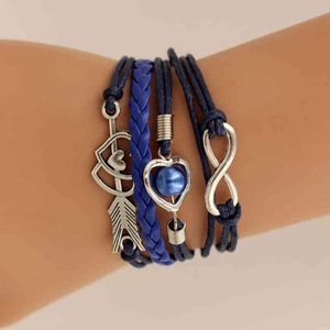 SUMENG marque bracelets en cuir pour femme envelopper Infinity amour coeur perle amitié Antique cuir bracelets porte-bonheur pulseira 2019
