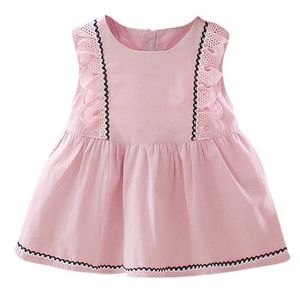 Vestido de verano para niñas pequeñas, bonito vestido de princesa para niños y niñas, vestido de algodón sólido sin mangas, rosa, blanco, amarillo, 0-3T Q0716