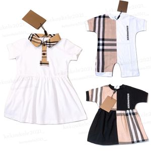 Vestidos y peleles de verano para niñas, patrón a cuadros, 100% de algodón, vestido de manga corta, peleles para niños, ropa para niños