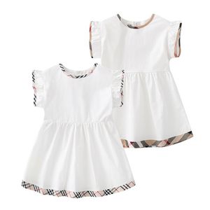 Été bébé filles princesse robes coton enfants fermeture éclair à manches courtes robe jolie fille Plaid jupe enfants Clothes220d