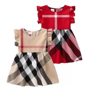 Été bébé filles princesse robes enfants sans manches gilet robe coton enfants jupes à carreaux fille jupe 1-7 ans