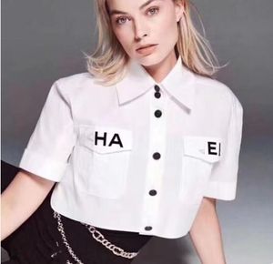 Été Classique France Style Designer Femmes Blouses Lâches Shorts Longueur Courte S Chemises Mode Imprimé Mode Paris Chemises Blanches