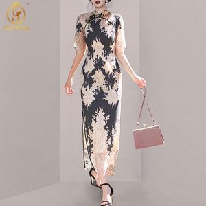 Vestido de verano Cheongsam Autocultivo Temperamento Encaje de gama alta Vintage Elegante Estilo chino 210520