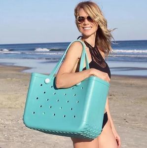 Bolso de playa Boggs Extra grande de verano, cesta de playa EVA, bolso de mano para Picnic para mujer, bolso impermeable con agujeros, bolso bandolera para compras