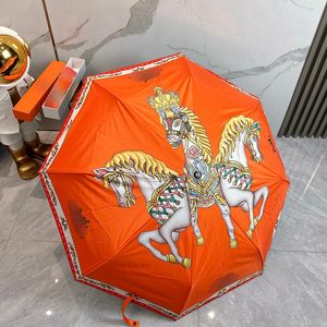 Été entièrement automatique Pliage Umbrella Orange Sunshade Clear Umbrella Sun Parasol entièrement robuste et à trois mèches de vent CSD2404096