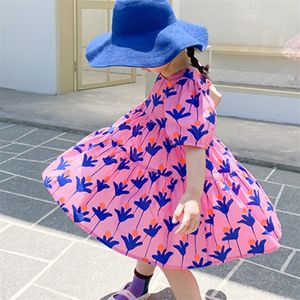 Vestido de verano para niñas, vestidos de flores de colores brillantes a la moda, grandes, holgados, bonitos para niñas, vestidos para bebés, ropa para niños 220521