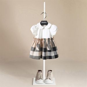 Summer Girls Dress White Doll Lapel Children's Short-sleeved Cotton Princess Kids es for 220422