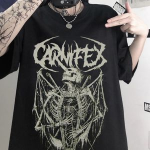 Summer Goth T Shirt for Men Aesthetic Loose Unisex T shirt Punk Dark Grunge Streetwear Gothic Top Harajuku Cotton Men s Clothing 220712