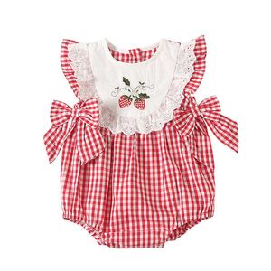 Pelele de verano para niña pequeña, mono con bordado de cereza, ropa de Boutique para bautismo de 1er cumpleaños, 210615