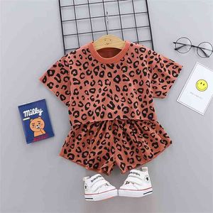 Peleles infantiles de verano, ropa para bebés, pantalones cortos de leopardo con cuello redondo de manga corta, disfraz de mameluco de moda 210629